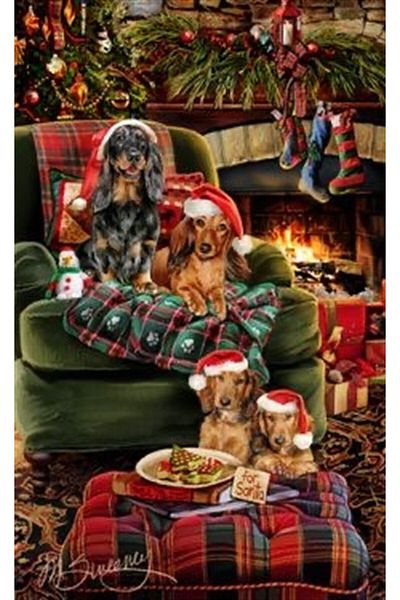 Marcel Kristal Tablo Cute Dogs Diamond Mosaic Painting in Christmas 36x56 Cm
