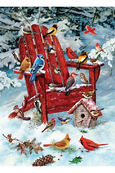 Marcel Kristal Tablo Snow And Birds Diamond Mosaic Painting 41x56cm