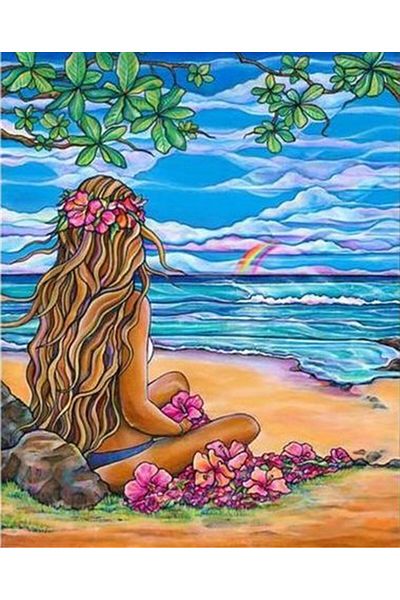 Marcel Kristal Tablo Beach Pleasure Marcel Art Diamond Mosaic Painting 41x51cm