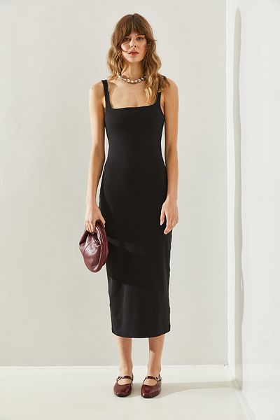 Bianco Lucci Square Collar Strap Midi Dress - Combed Basic60251239