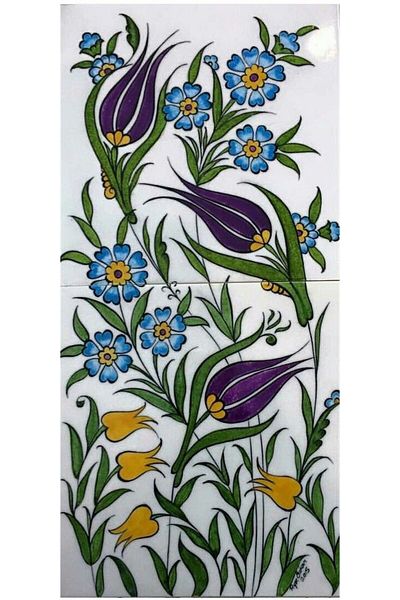 MARCEL SANAT Tulip Patterned Tile Diamond Mosaic Painting 23x48