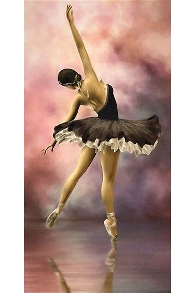 MARCEL SANAT Black Tulle Ballerina Diamond Mosaic Painting 30x61 cm