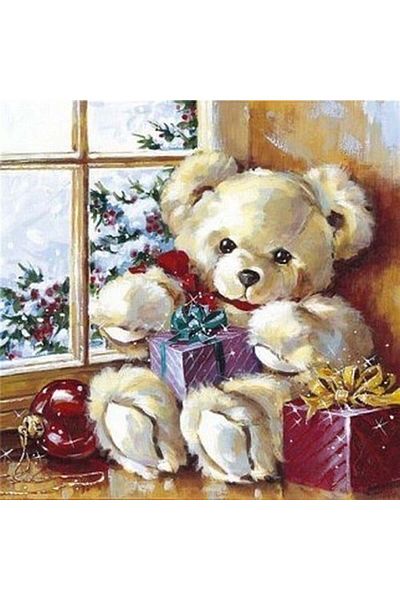 Marcel Kristal Tablo Sweet Teddy Bear Inside Christmas Gifts 50x50 Cm