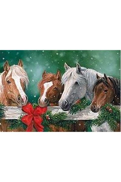 MARCEL SANAT Horses on Christmas Marcel Art Diamond Mosaic Painting 56x38cm