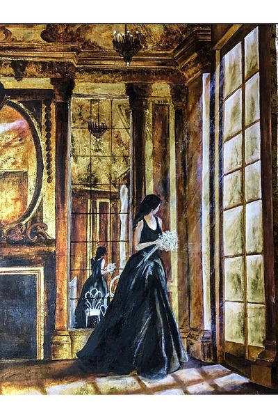 MARCEL SANAT Diamond Mosaic Painting - Woman in Black Dress, 38x51cm