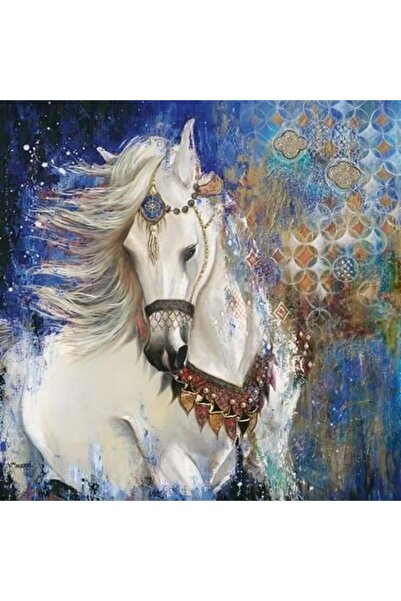 MARCEL SANAT Beyaz At Elmas Mozaik Tablo 56x56cm