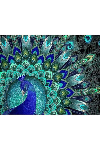 Marcel Kristal Tablo Peacock Marcel Art Diamond Mosaic Painting 94x74cm