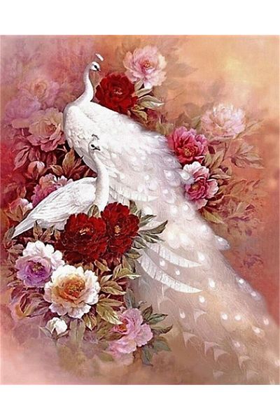 MARCEL SANAT White Peacock Diamond Mosaic Painting 45x60
