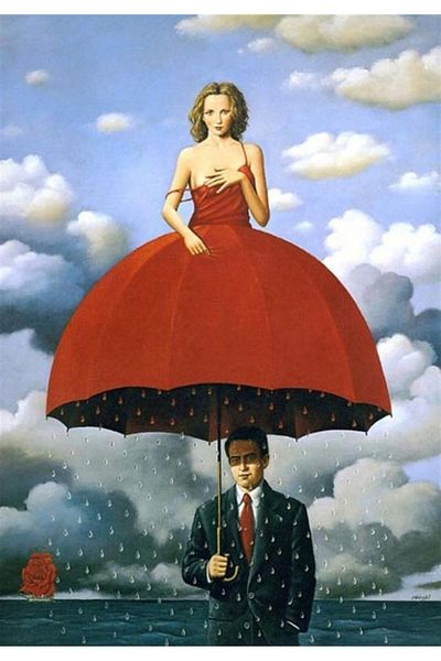 Marcel Kristal Tablo Red Dressed Woman Marcel Art Diamond Mosaic Painting 53x76cm