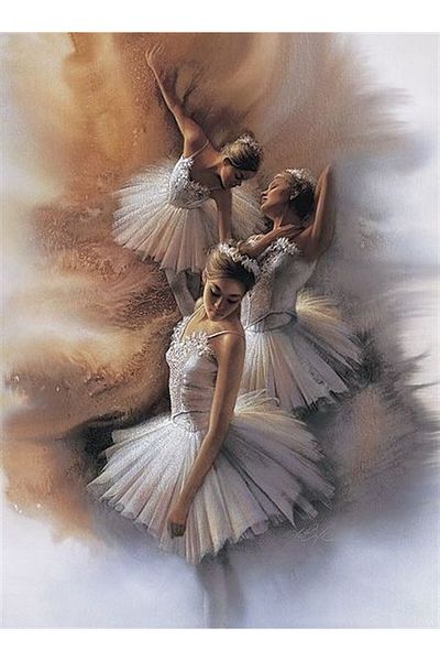 Marcel Kristal Tablo Three Ballerina Marcel Art Diamond Mosaic Painting 48x66cm