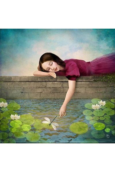Marcel Kristal Tablo Girl Lying on the Water Side Marcel Art Diamond Mosaic Painting 56x56cm