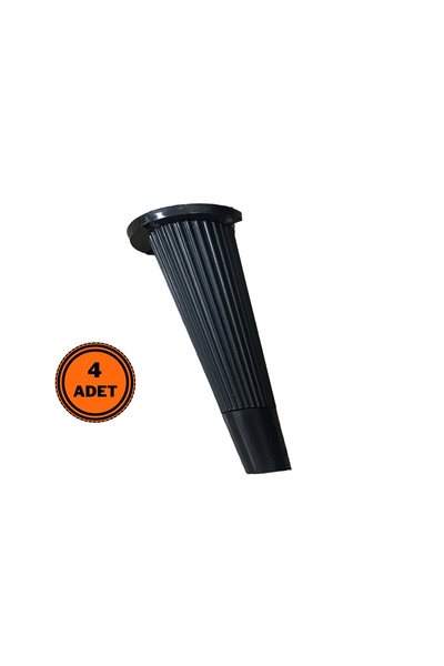 EYM 4 Adet Stil Açılı Konik Plastik Mobilya Ayak Siyah 16 Cm Koltuk Ayağı