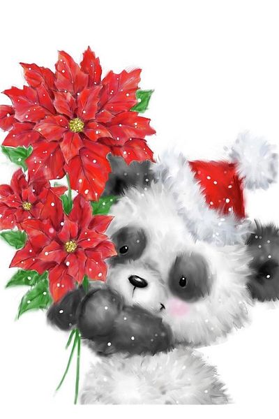 Marcel Kristal Tablo Floral Panda Diamond Mosaic Painting in New Year's Series 30x43 cm