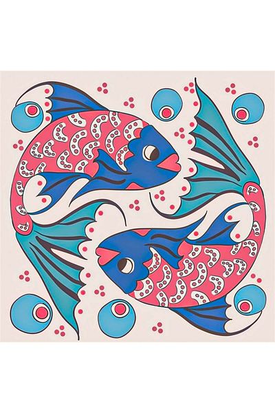 Marcel Kristal Tablo Tile Fish Pattern Diamond Mosaic Painting 51x51 Cm