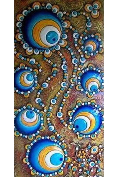 Marcel Kristal Tablo Evil Eye Beads Marcel Art Diamond Mosaic Painting 28x56cm
