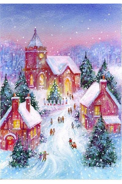 Marcel Kristal Tablo New Year And Red Houses Marcel Art Diamond Mosaic Painting 46x64cm