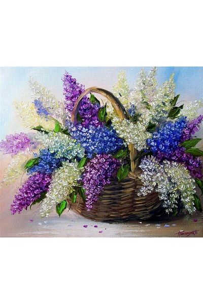MARCEL SANAT Purple Cluster Flower Basket Diamond Mosaic Painting 66x56cm