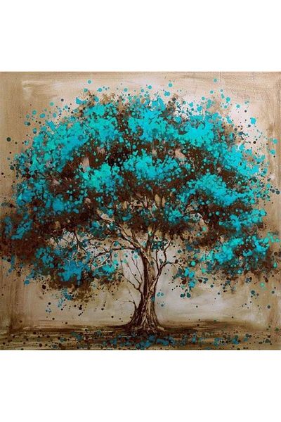 Marcel Kristal Tablo Green Painted Tree Marcel Art Diamond Mosaic Painting 69x69cm