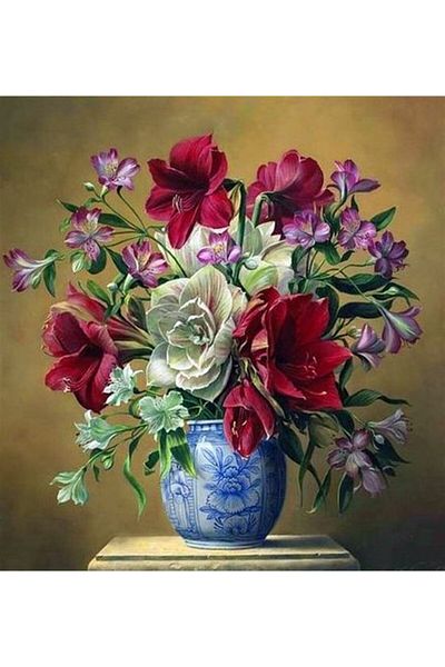 Marcel Kristal Tablo Fresh Flowers in a Vase Marcel Art Diamond Mosaic Painting 81x86cm