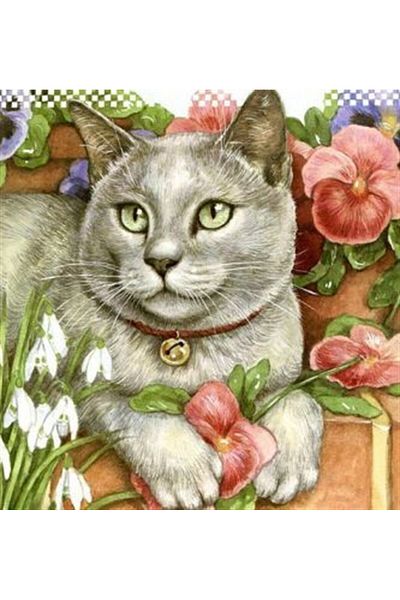 MARCEL SANAT Gray Cat Marcel Art Diamond Mosaic Painting 56x58cm