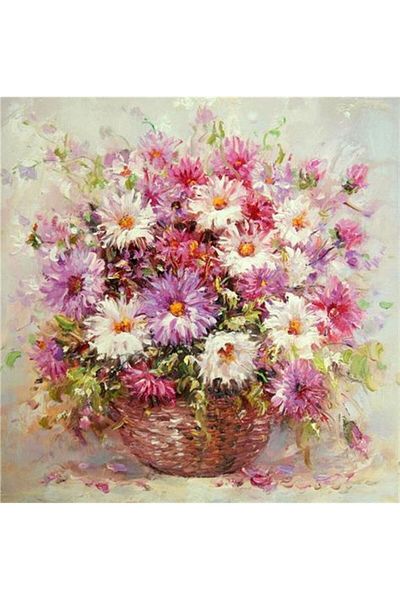 MARCEL SANAT Delicate Flowers in the Basket Marcel Art Diamond Mosaic Painting 56x58cm