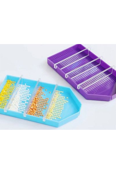 MARCEL SANAT Blue Compartmented Large Size Plate Set 14*7.8*1.5cm Diamond Mosaic Painting