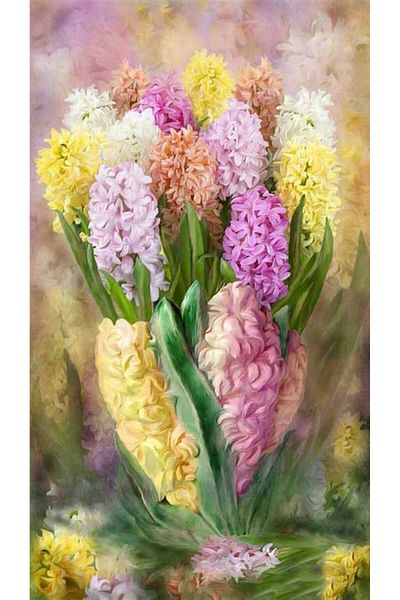 MARCEL SANAT Yellow And Pink Hyacinths Diamond Mosaic Painting 38x69cm