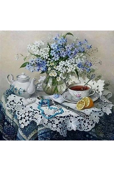 Marcel Kristal Tablo Diamond Mosaic Tea Time Painting - 53x51