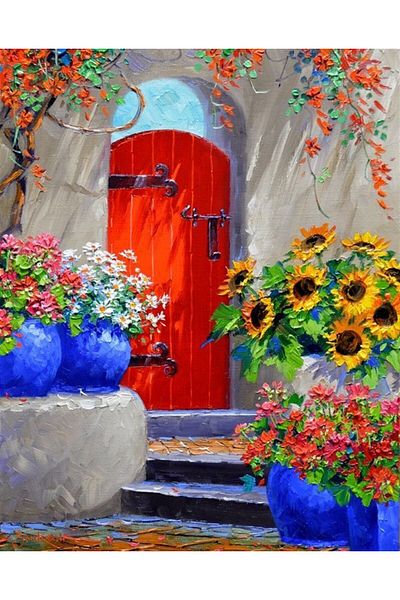 MARCEL SANAT Red Garden Door Diamond Mosaic Painting 41x51cm