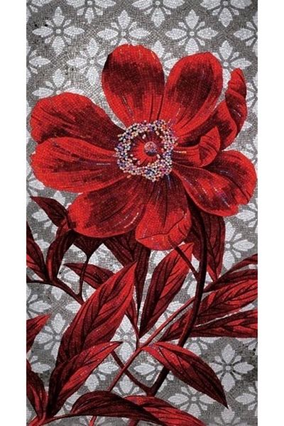 Marcel Kristal Tablo Red Flower Marcel Art Diamond Mosaic Painting 28x51cm