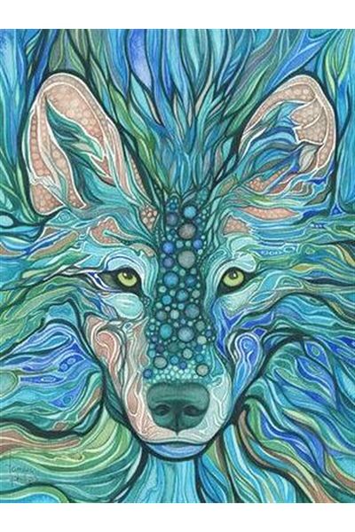 Marcel Kristal Tablo Wolf Between the Pattern Marcel Art Diamond Mosaic Painting 48x66cm