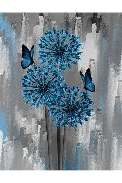 Marcel Kristal Tablo Tingitana with Blue Butterfly Marcel Art Diamond Mosaic Tabio 51x64cm