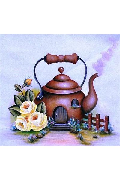 Marcel Kristal Tablo Teapot Home And Roses Marcel Art Diamond Mosaic Painting 58x53cm