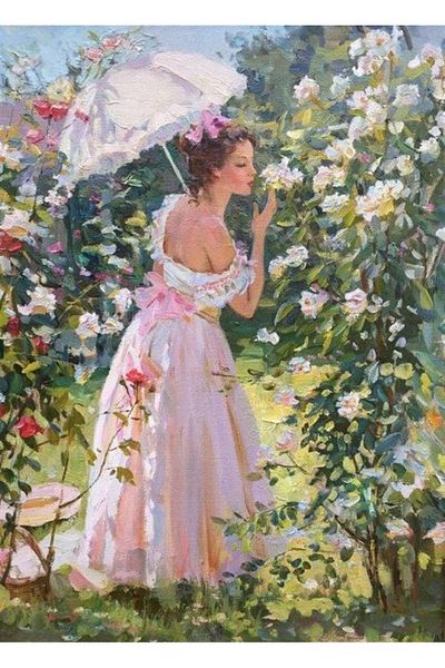 MARCEL SANAT Girl in Pink Dress Marcel Art Diamond Mosaic Painting 48x66 Cm