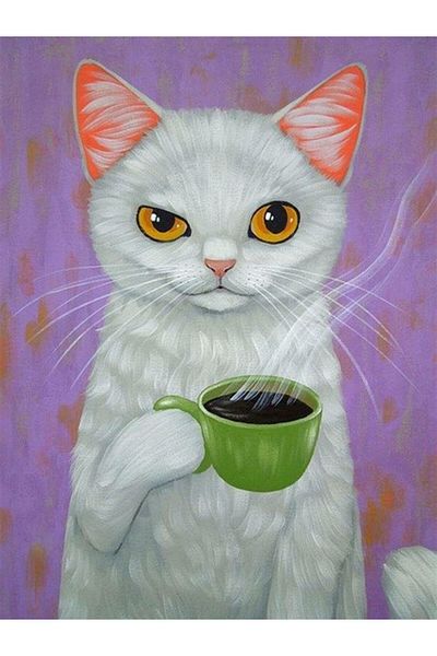 Marcel Kristal Tablo Tiryaki Cat Marcel Art Diamond Mosaic Painting 41x53cm