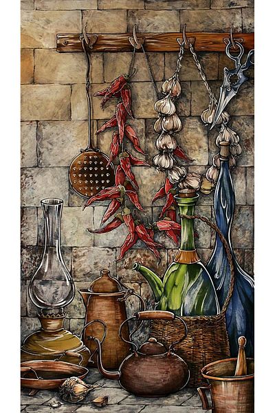 MARCEL SANAT Old Kitchen Diamond Mosaic Painting 30x53cm