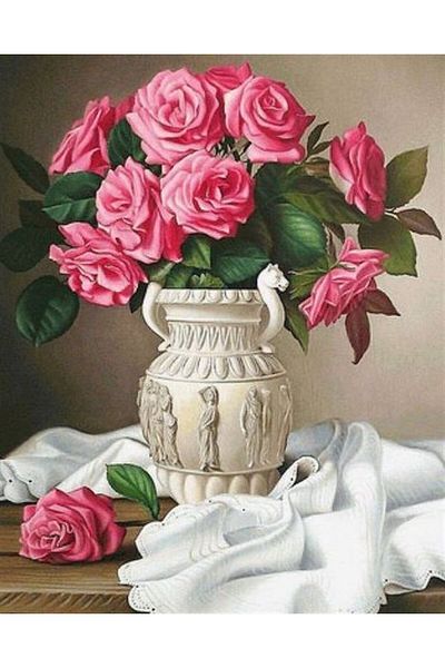 Marcel Kristal Tablo Ροζ τριαντάφυλλα Marcel Art Diamond Μωσαϊκό Πίνακας 61x79cm