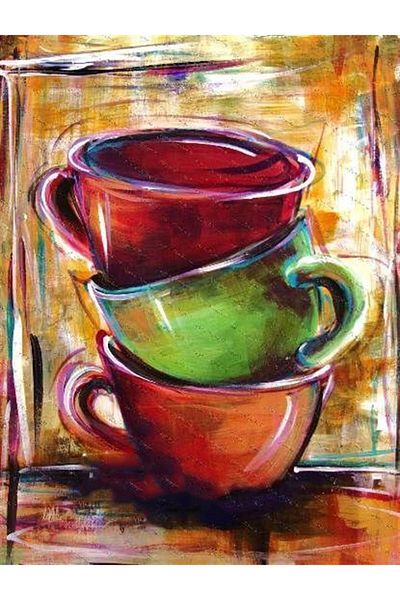 MARCEL SANAT Red Green Cups Diamond Mosaic Painting 38x51cm