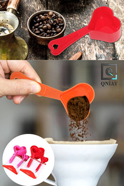 QNİAY Set of 8 Heart and Spice Measuring Spoons - Tea Coffee Sugar Flour