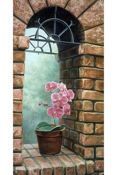 MARCEL SANAT Stone Wall And Pink Flower Marcel Art Diamond Mosaic Painting 36x71cm