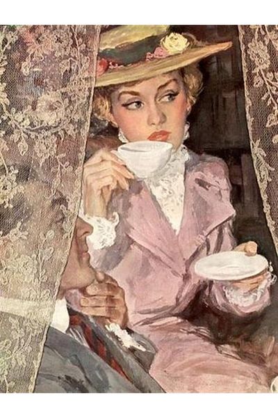 MARCEL SANAT Woman Drinking Coffee Diamond Mosaic Painting 41x53cm