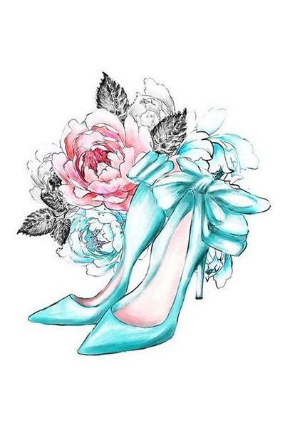 MARCEL SANAT Flowers And Green Shoes Marcel Art Diamond Mosaic Painting 25x33cm