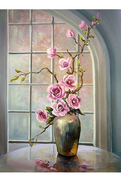 MARCEL SANAT Delicate Flower in a Vase Marcel Art Diamond Mosaic Painting 48x66 Cm