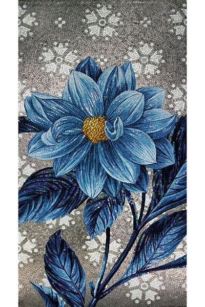 Marcel Kristal Tablo Blue Flower Marcel Art Diamond Mosaic Painting 41x74cm