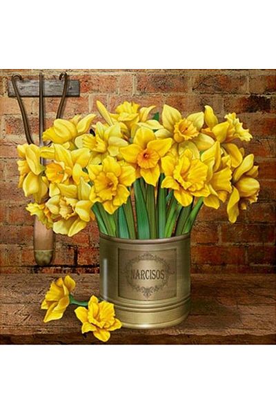 MARCEL SANAT Daffodil Flower Diamond Mosaic Painting 56x56cm