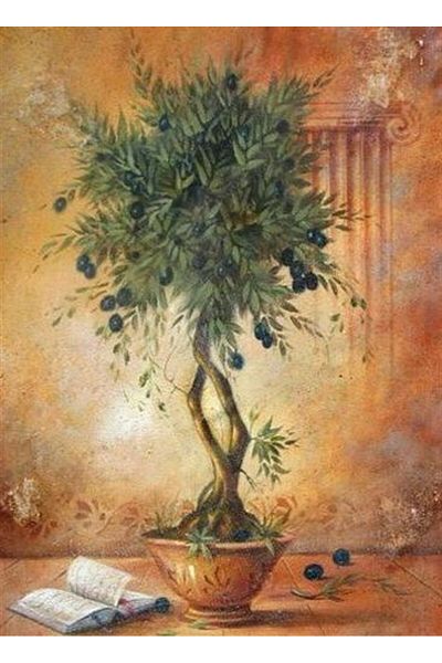 Marcel Kristal Tablo Olive Tree Marcel Art Diamond Mosaic Painting 53x76cm
