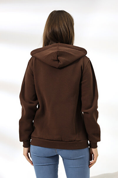 Flyboard Суитшърт с качулка и цип, 19116, кафяв