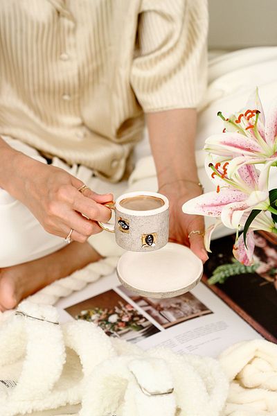 SİNEM YAMAN HOME Gold Eyes Handmade Ceramic Cup