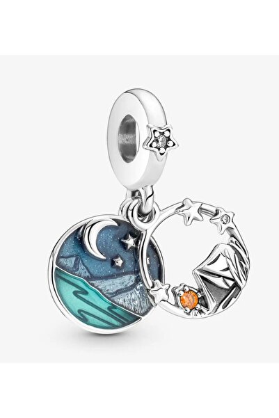 POSEİDONS JEWELLERY Kamp ve Gece Gökyüzü Çift Sallantılı Charm