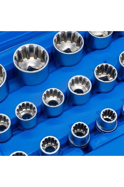 Titi 6180 1/2" Spline 12 Corner Socket Wrench Set 19 Pieces